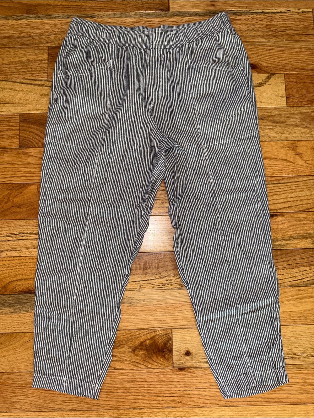 Old Navy Black & White Linen Pull-On Petite Pants